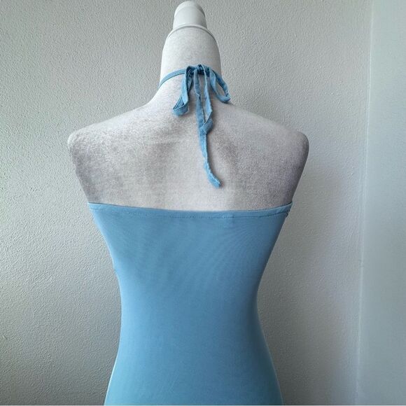 Commense Blue Strapless Dress Bodycon Floral Party Prom SZ L NEW - Picture 7 of 13